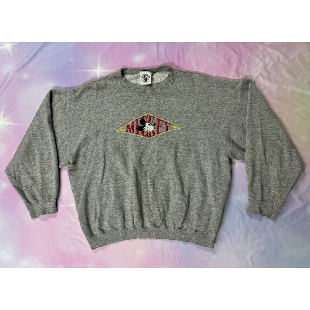 Vintage 90’s Mickey & Co Mickey Mouse Embroidered Grey Sweatshirt X Large